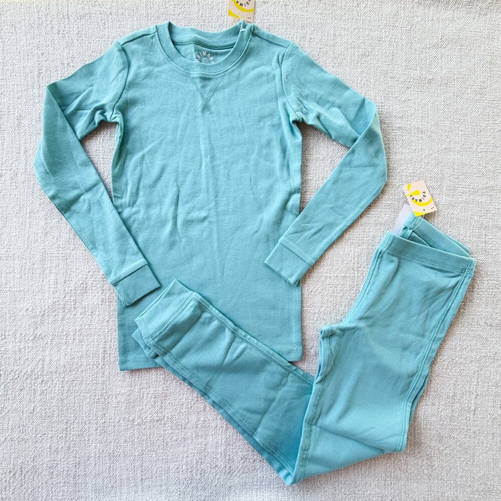 NWT Primary Aqua Long John Pajama Set 8/9